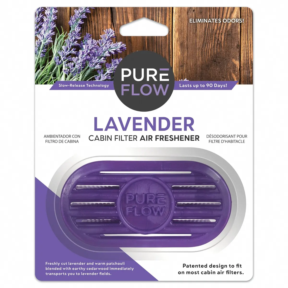 Pureflow Cabin Filter Air Freshener With Odor Eliminator – Fits On Most Car, Truck, And Suv Cabin Air Filters - Lavender 1