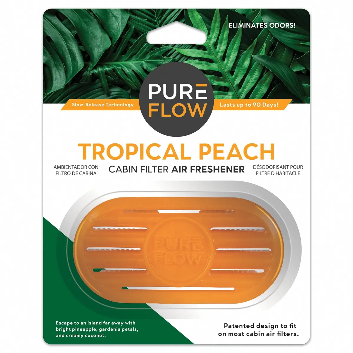 Pureflow Cabin Filter Air Freshener With Odor Eliminator – Fits On Most Car, Truck, And Suv Cabin Air Filters - Tropical Peach 1