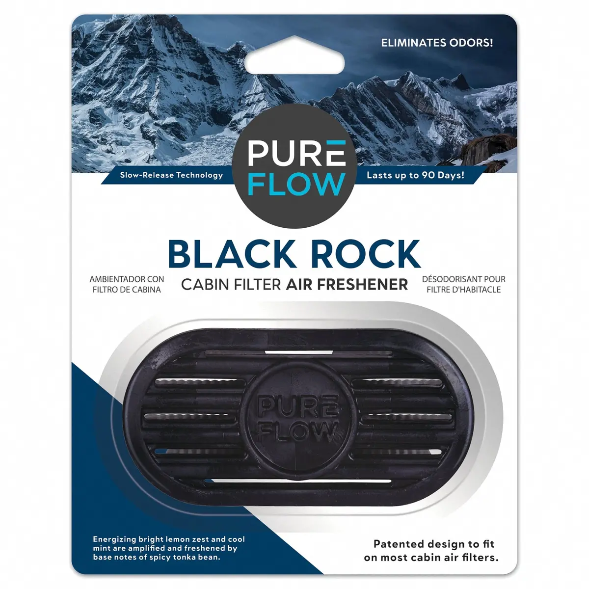 Pureflow Cabin Filter Air Freshener With Odor Eliminator – Fits On Most Car, Truck, And Suv Cabin Air Filters - Black Rock 1
