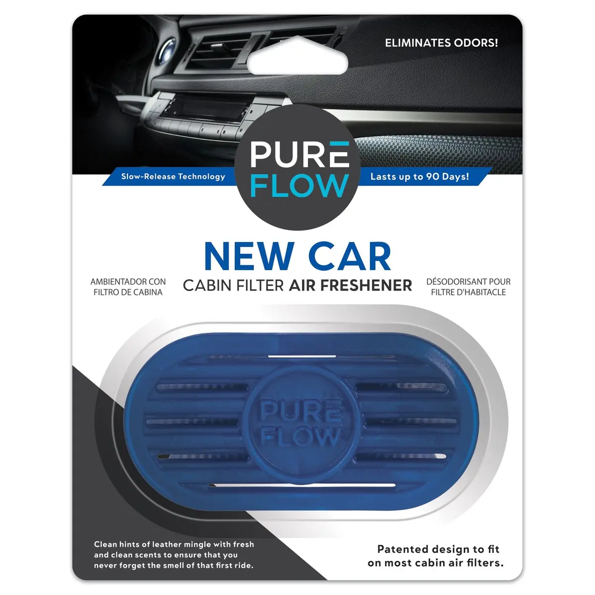 Pureflow Cabin Filter Air Freshener With Odor Eliminator – Fits On Most Car, Truck, And Suv Cabin Air Filters - New Car 1