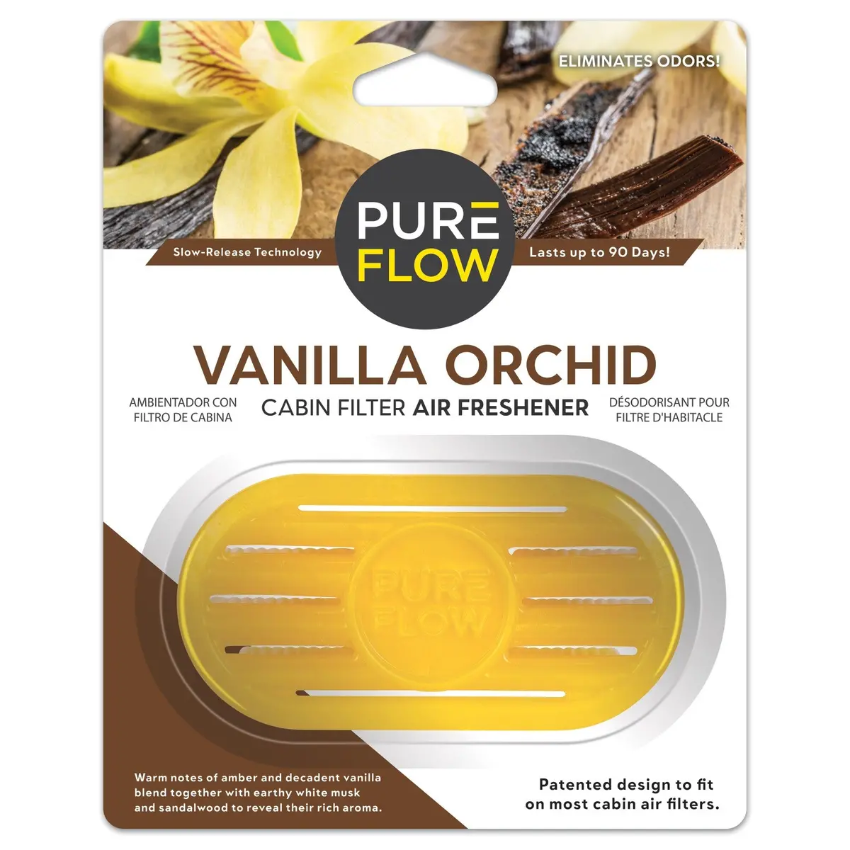 Pureflow Cabin Filter Air Freshener With Odor Eliminator – Fits On Most Car, Truck, And Suv Cabin Air Filters - Vanilla Orchid 1