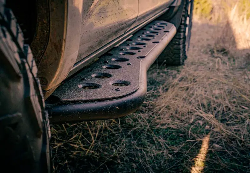 Cali Raised Rock Sliders For 2005–2023 Toyota Tacoma Access Cab – Powder-Coated, Kick-Out Design (No Filler Plate) 1