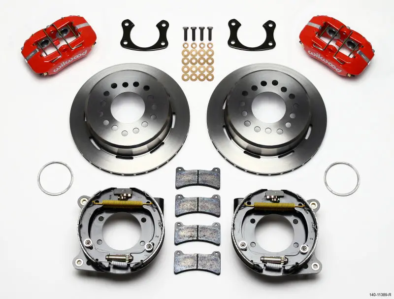 Wilwood Dynapro Low-Profile Parking Brake Kit – 11-Inch Rotors, Red Calipers, 2.5-Inch Offset, Big Ford Application 1