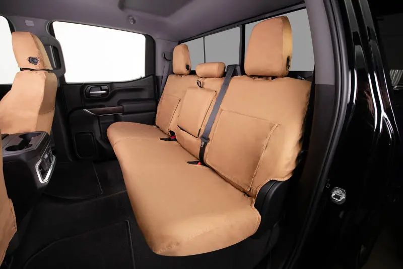 Covercraft Polycotton Seatsaver Second Row Seat Covers For 2010–2024 Chevrolet Express – Tan 1