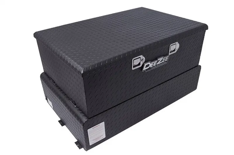 Deezee Universal Combo Fuel Tank – 62-Gallon Black-Tread Aluminum Design 1