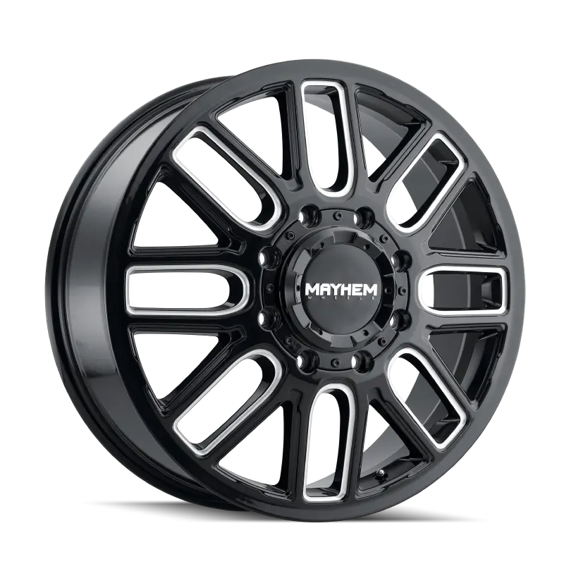 Mayhem Cogent Dually Wheel – 20X8.25, 8X165.1Mm Bolt Pattern, 115Mm Offset, Black With Milled Spokes 1