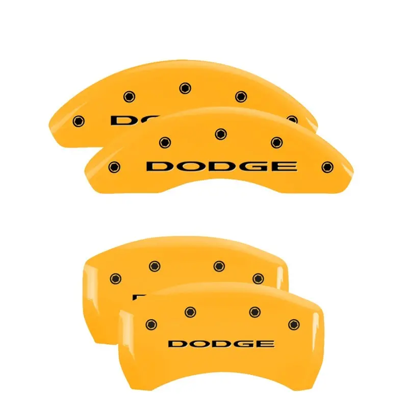 Mgp 4-Piston Brake Caliper Covers – Engraved Front And Rear, Dodge Yellow Finish With Black Accents, No Stripes 1