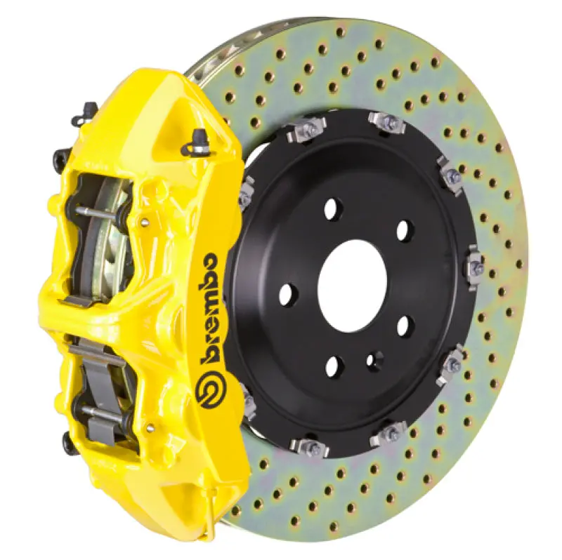 Brembo Gt Big Brake Kit For 2019–2022 Mercedes-Benz A-Class (Non-Amg): 6-Piston Front Calipers, 380X34Mm Drilled Two-Piece Rotors – Yellow Finish 1