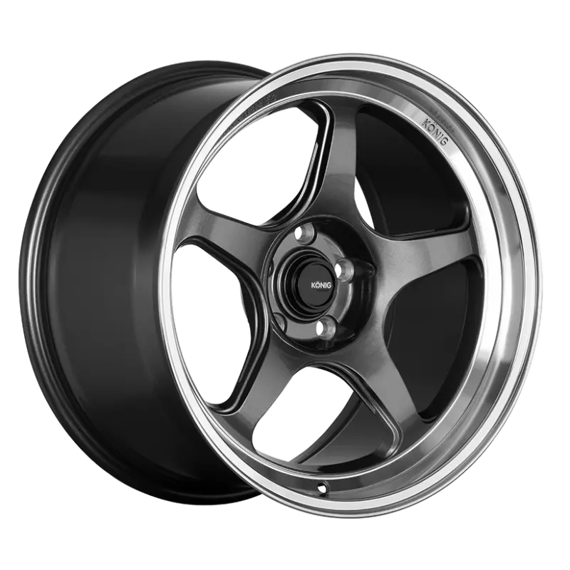 Konig Hyperspec 15X9 4X100 Et35 Anthracite Metallic Wheel W/ Mirror Machined Lip (Knurled Bead) 1