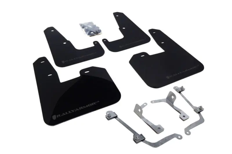 Rally Armor Ur Series Mud Flaps For 2008–2011 Subaru Sti Hatchback & 2011–2014 Wrx Hatchback — Black With Grey Logo 1