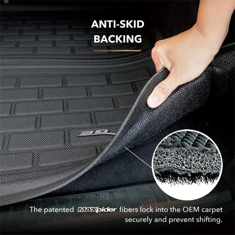 3D Maxpider Foldable Cargo Mat For 2021–2023 Mercedes-Benz S-Class Sedan (V223) — Kagu Black With Integrated Cargo Net (Right-Side Fit) 1