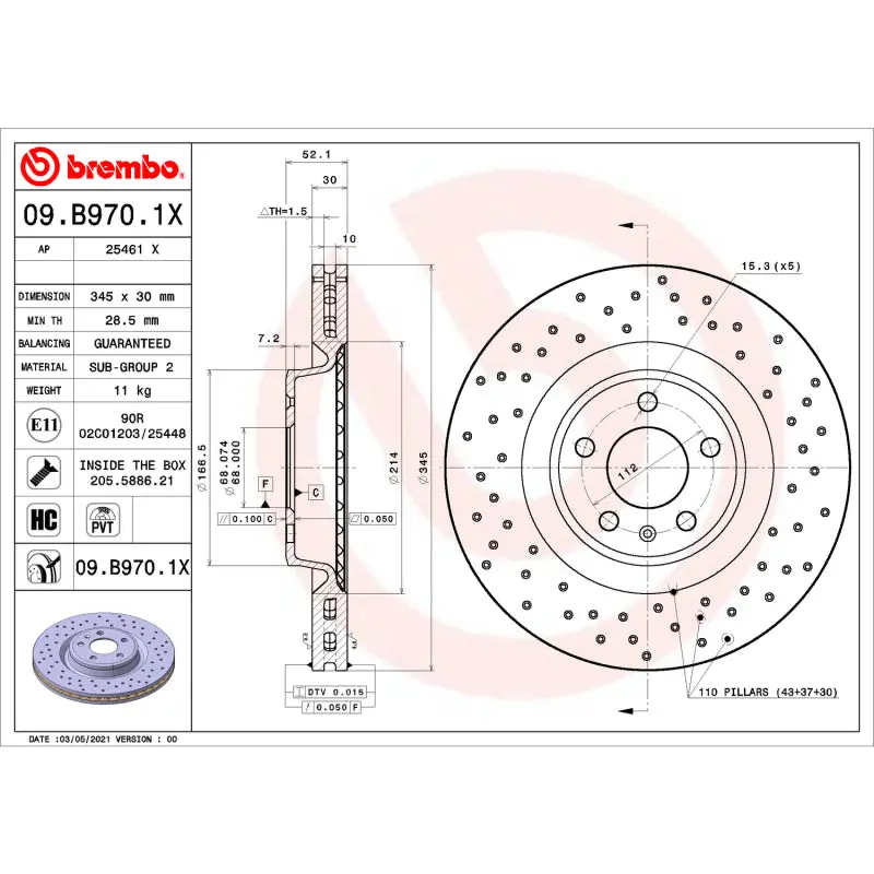 Brembo Oe-Spec Brake Rotors For Audi A6/A6 Quattro (2014–2015), S4/S5 (2012–2017), And Porsche Macan (2017–2020) 1