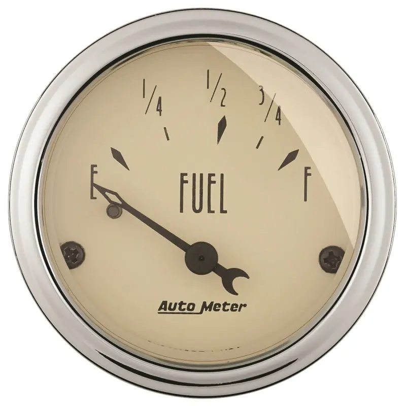 Autometer 2-Inch Antique Beige Fuel Level Gauge – Vintage-Style 73 E/8–12 F Design 1