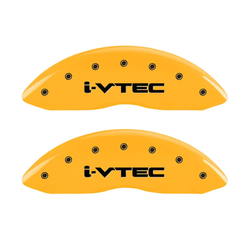 Mgp Engraved 4-Piston Caliper Covers – Front & Rear – I-Vtec Design With Yellow Finish And Black Accent 1