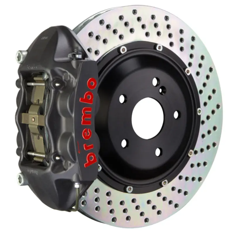 Brembo Big Brake Kit For Nissan Skyline Gt-R (R33/R34): 4-Piston Calipers, 345X28Mm Drilled Two-Piece Rotors – Black Finish 1