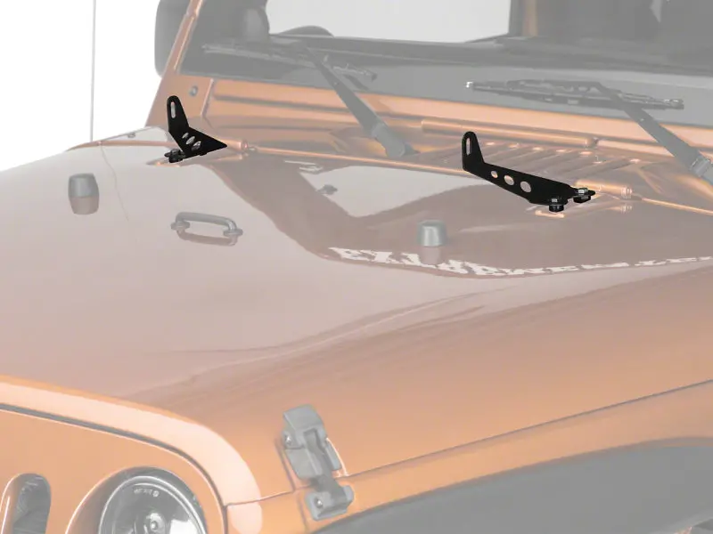 Raxiom Hood-Mount Brackets For 24-Inch Led Light Bar – Compatible With 2007–2018 Jeep Wrangler Jk 1
