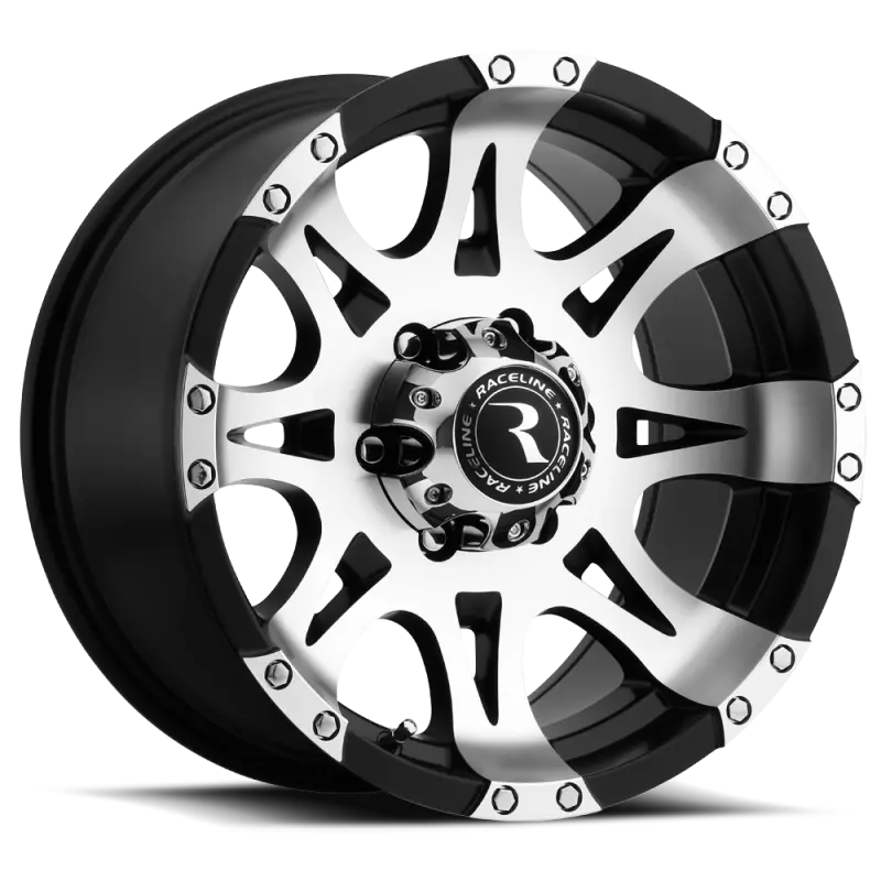 Raceline 982 Raptor 17X9-Inch Black & Machined Wheel – 5X127 Bolt Pattern, Zero Offset, 78.1Mm Hub Bore 1