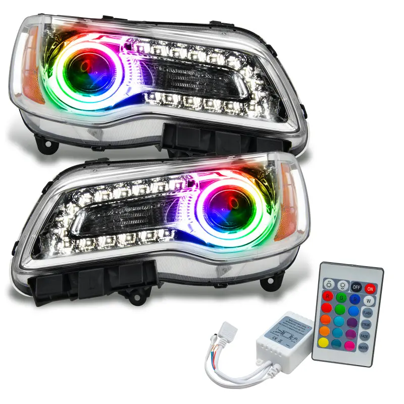Oracle Colorshift Led Headlight Assembly For 2011–2014 Chrysler 300C – Chrome Housing, Non-Hid, W/ Simple Controller 1